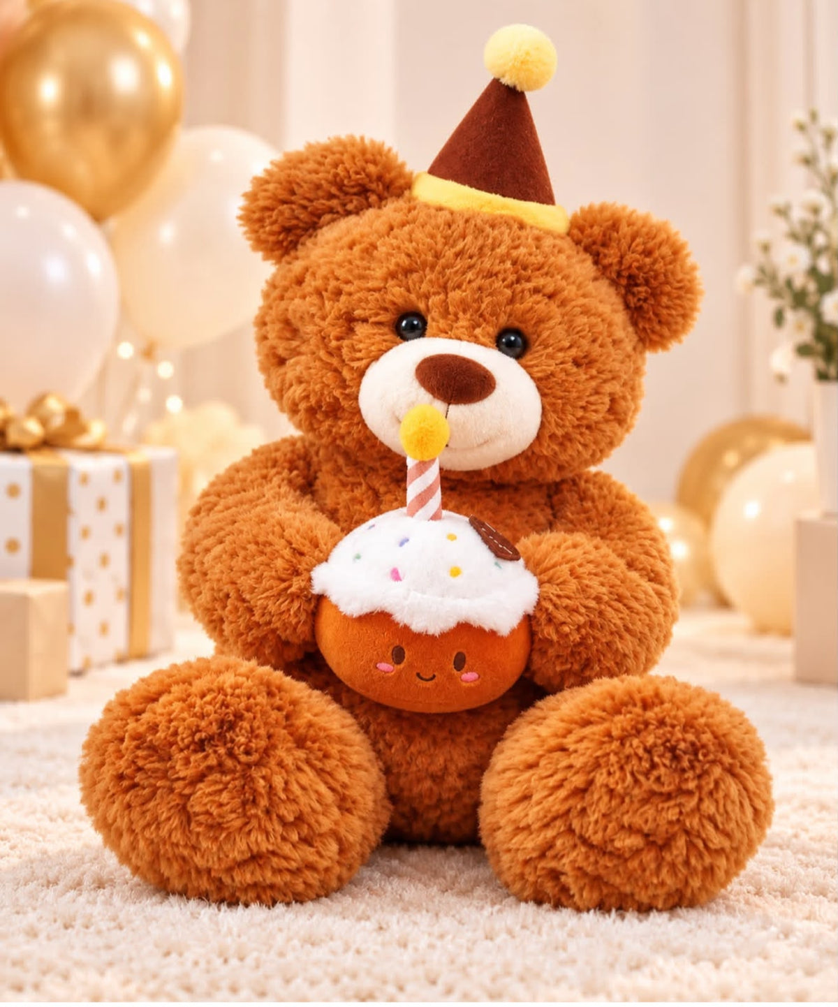 Birthday Teddy Bear with Cupcake