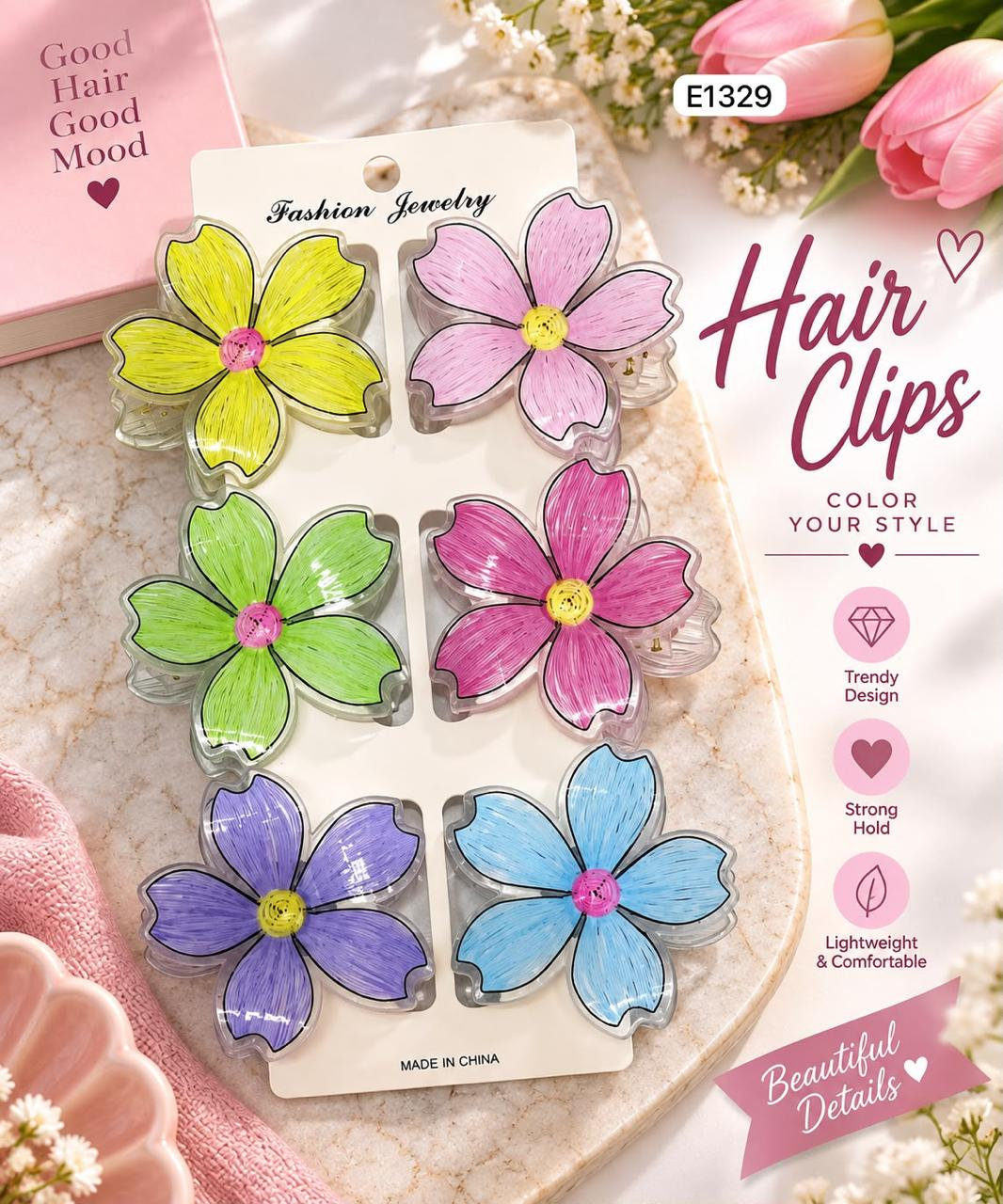 Colourful Flower Hair Clips