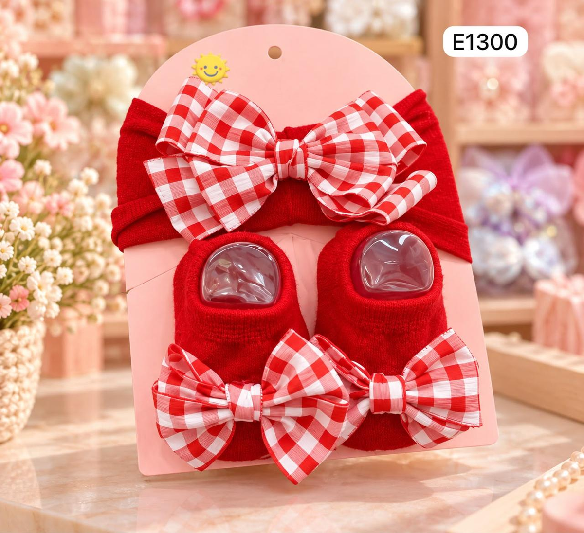 Red Gingham Bow Hair Accessory Set