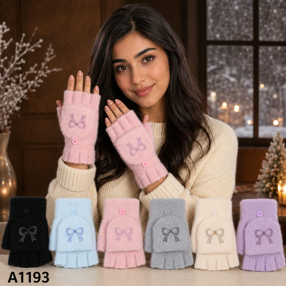Bow Fingerless Gloves
