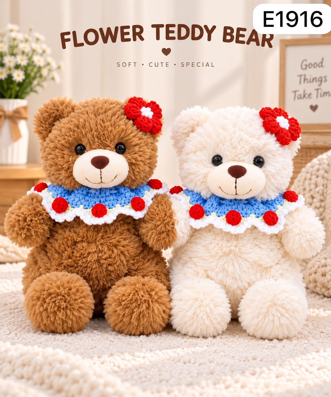 Flower Collar Teddy Bear