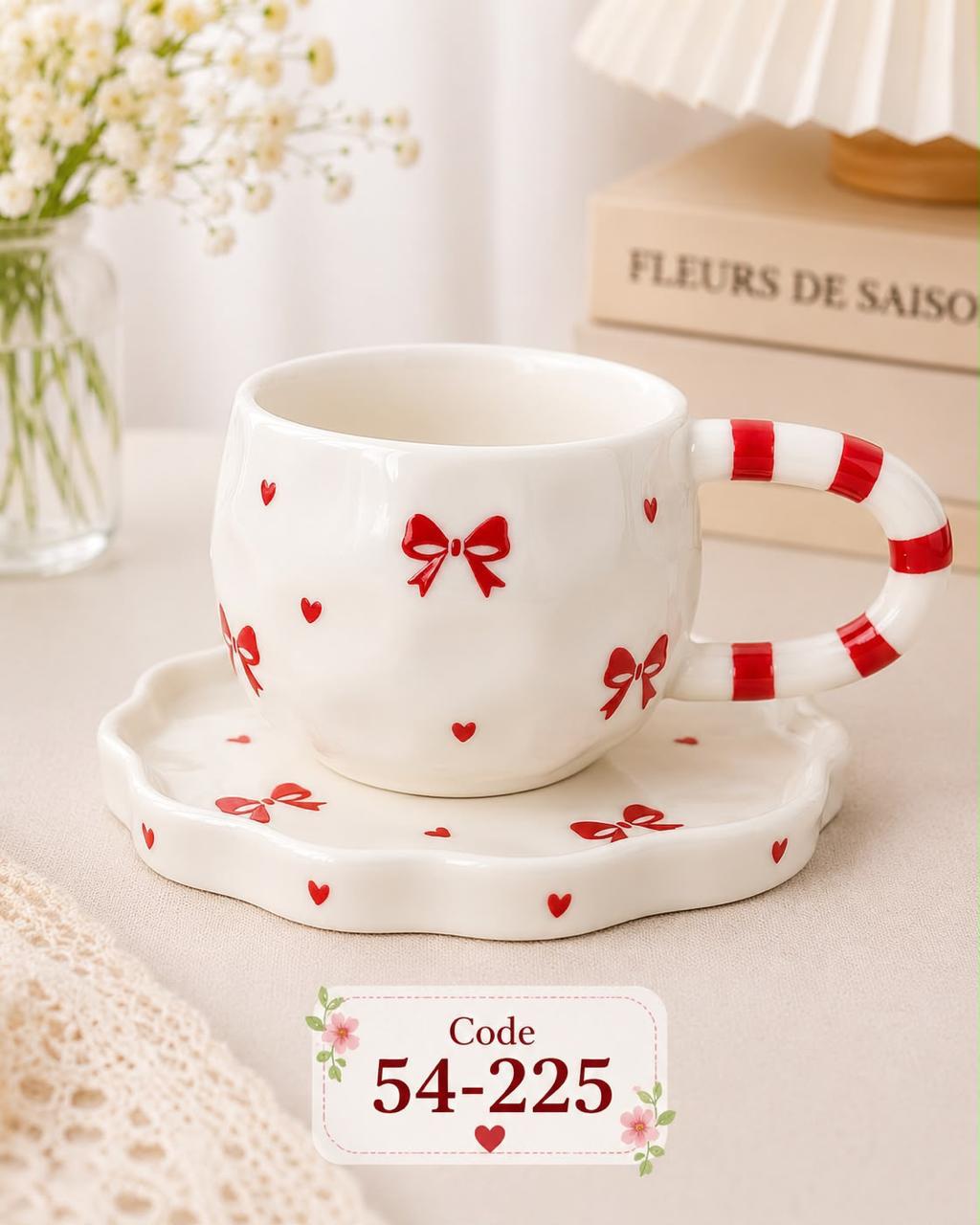 Red Bow Cup and Saucer